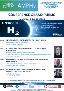 Programme des conférence grand public sur H2 à AMPHy